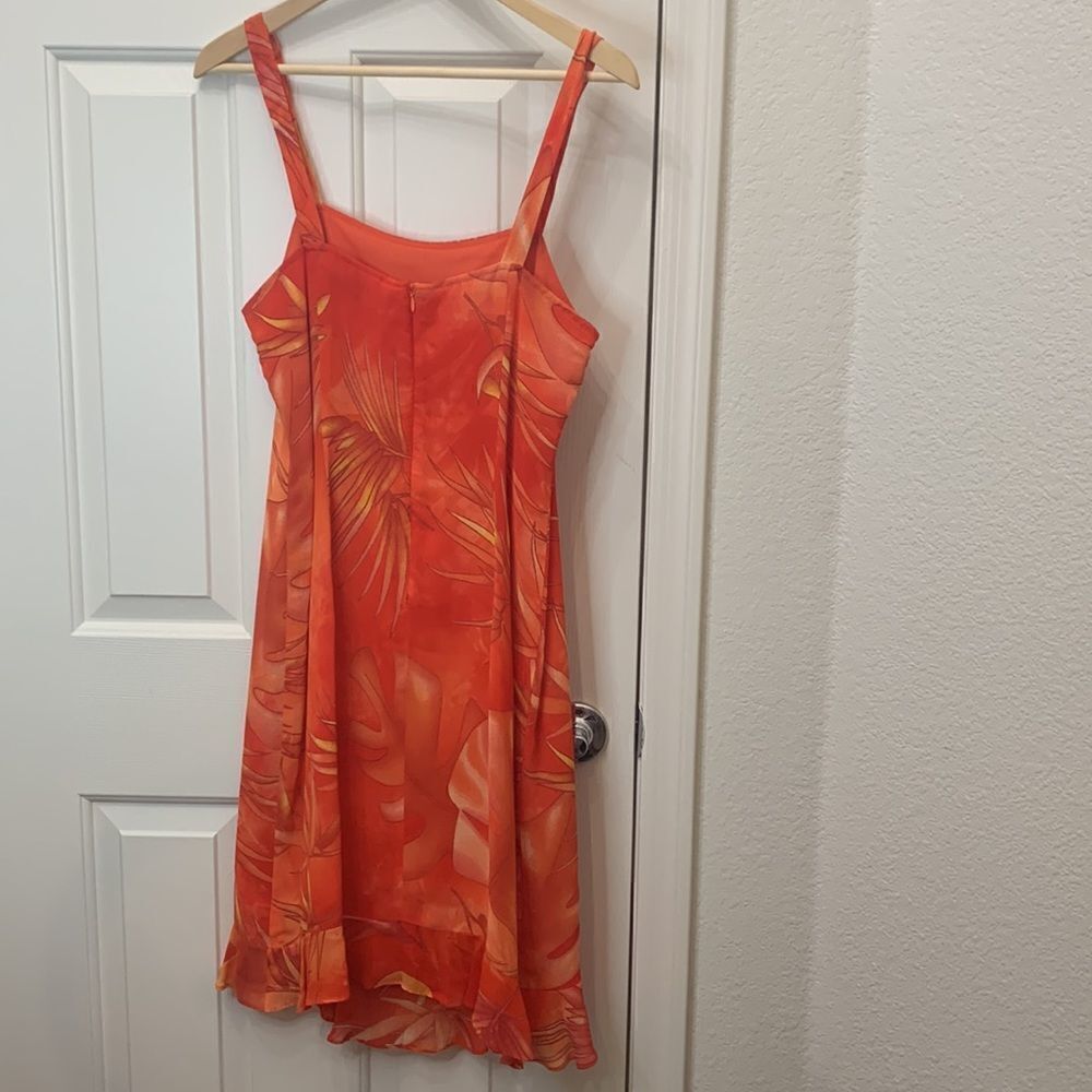 Robbie Bee Sz 10 Square Neck Sleeveless Ruffled Hem Fully Lined Tropical Dress - Picture 6 of 10